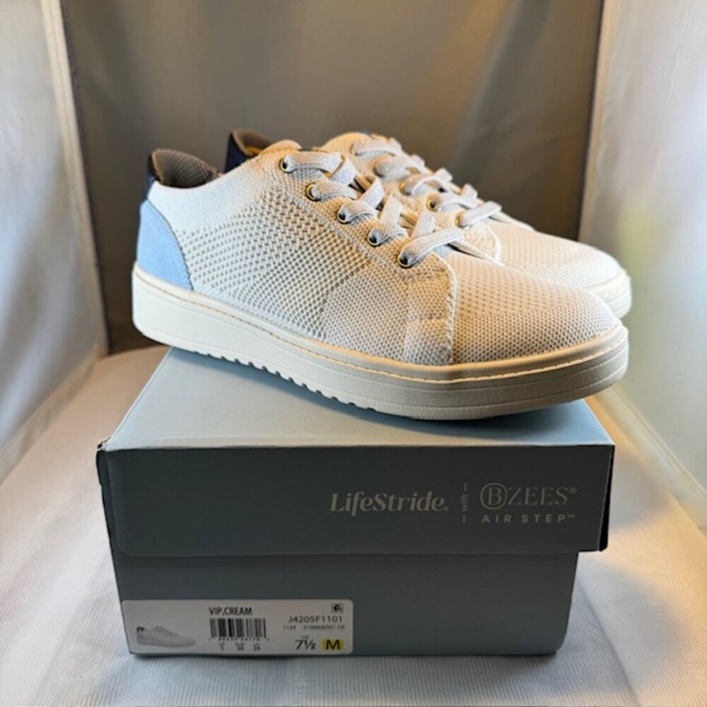LifeStride VIP BZEES Air Step Cream Women's Slip On Sneakers Size 7.5 NIB $90